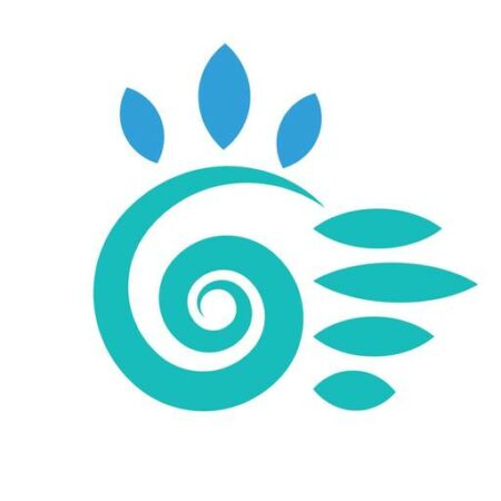 spiralne niebiesko-zielone logo Stowaryszenia "W MIG"