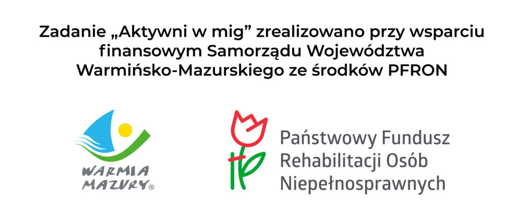 Logotypy aktywni w mig plakat dotyczący naboru do projektu "dostępni w mig"